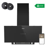 Ciarra Campana Extractora Inclinada 90 cm A+++ Campana de Cocina Cristal Negro Inteligente WiFi CBCB9763A