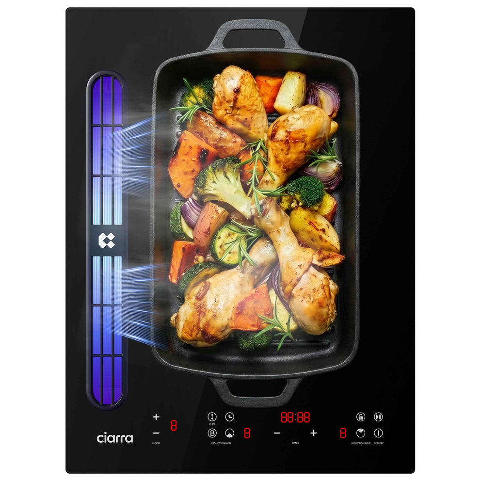 Ciarra ONE Placa de Inducción con Extractor Domino 390 mm con Sistema Plasma⁺ Incorporado CBBEH392BF-OW