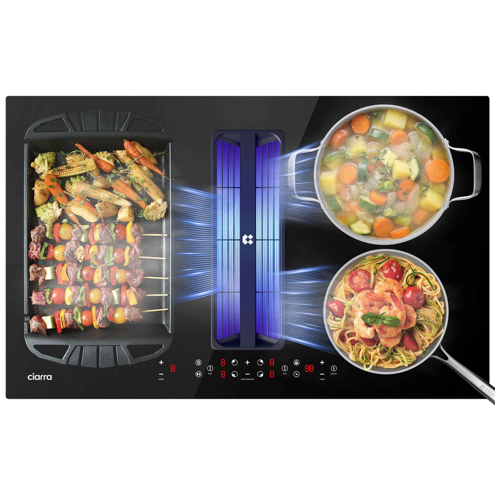 Ciarra ONE Vitroceramica Placa de Inducción con Extractor Ultra 830 mm con Sistema Plasma⁺ Incorporado CBBEH834BBFF-OW