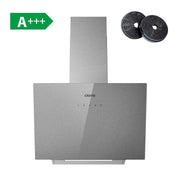 CIARRA Campana Extractora Decorativa inclinadas De Vidrio Plateado Cepillado De 60cm Con Control Táctil CBCS6736H-S