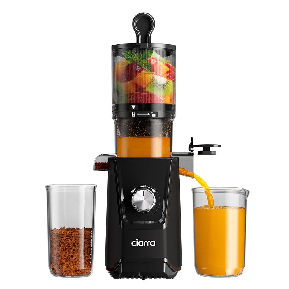 Ciarra Extractor de Jugos Compacto Licuadora Prensado en Frío 200W | Control de Perilla Única, Fácil Limpieza & Alta Explotación del Jugo