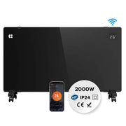Ciarra Convector Eléctrico WiFi 2000W IP24 Radiador Electrico Negro con Ruedas y Timer CBHX20-B