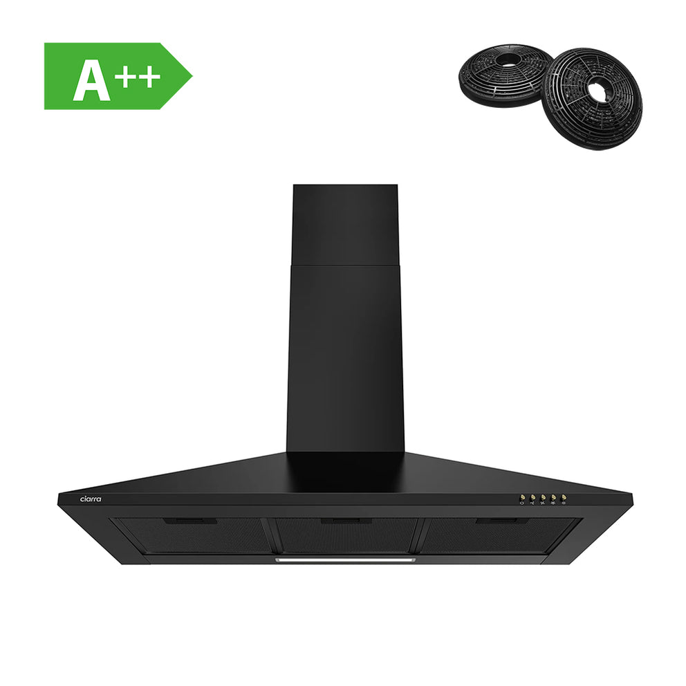 Ciarra 90cm Campana extractora de pared en negro CBCB9201-B