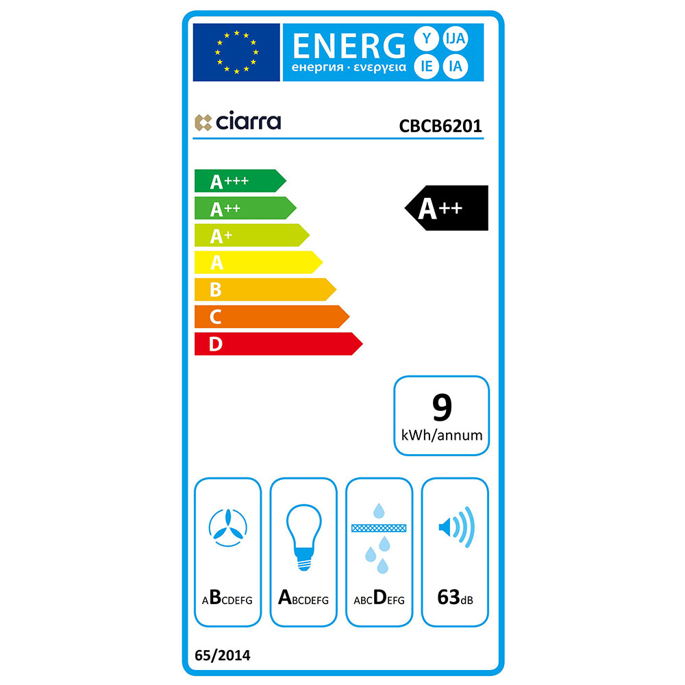 CIARRA 60cm Campana extractora de pared piramidal CBCB6201-OW