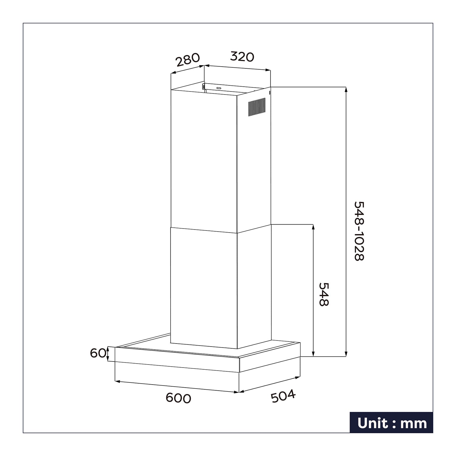 CIARRA Campana extractora 60cm 650m³/h Control táctil Clase A++ CBCS6102-OW