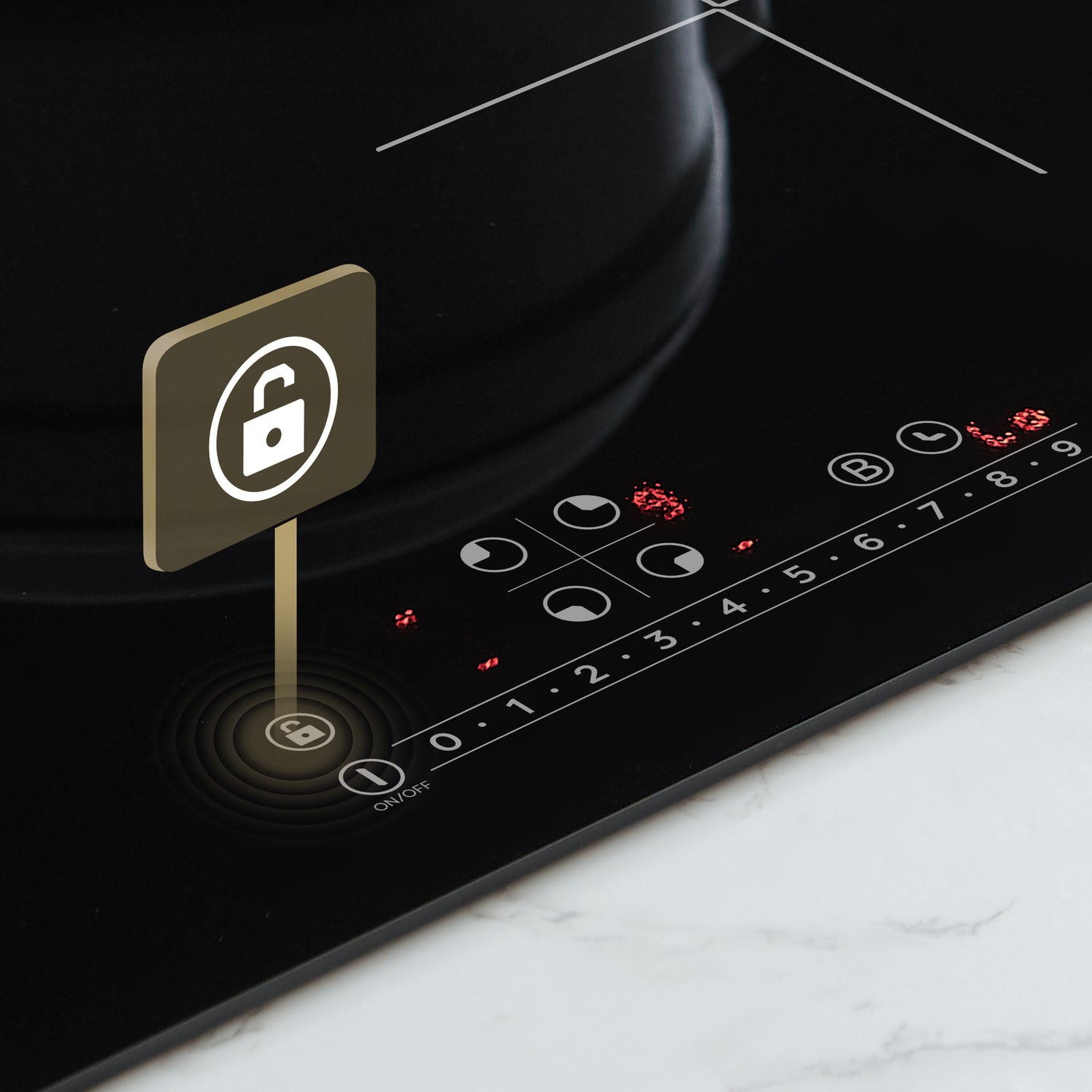 CIARRA Placa de Inducción Integrada 4 Zonas 7200W con Función Boost CBBIH4B-OW