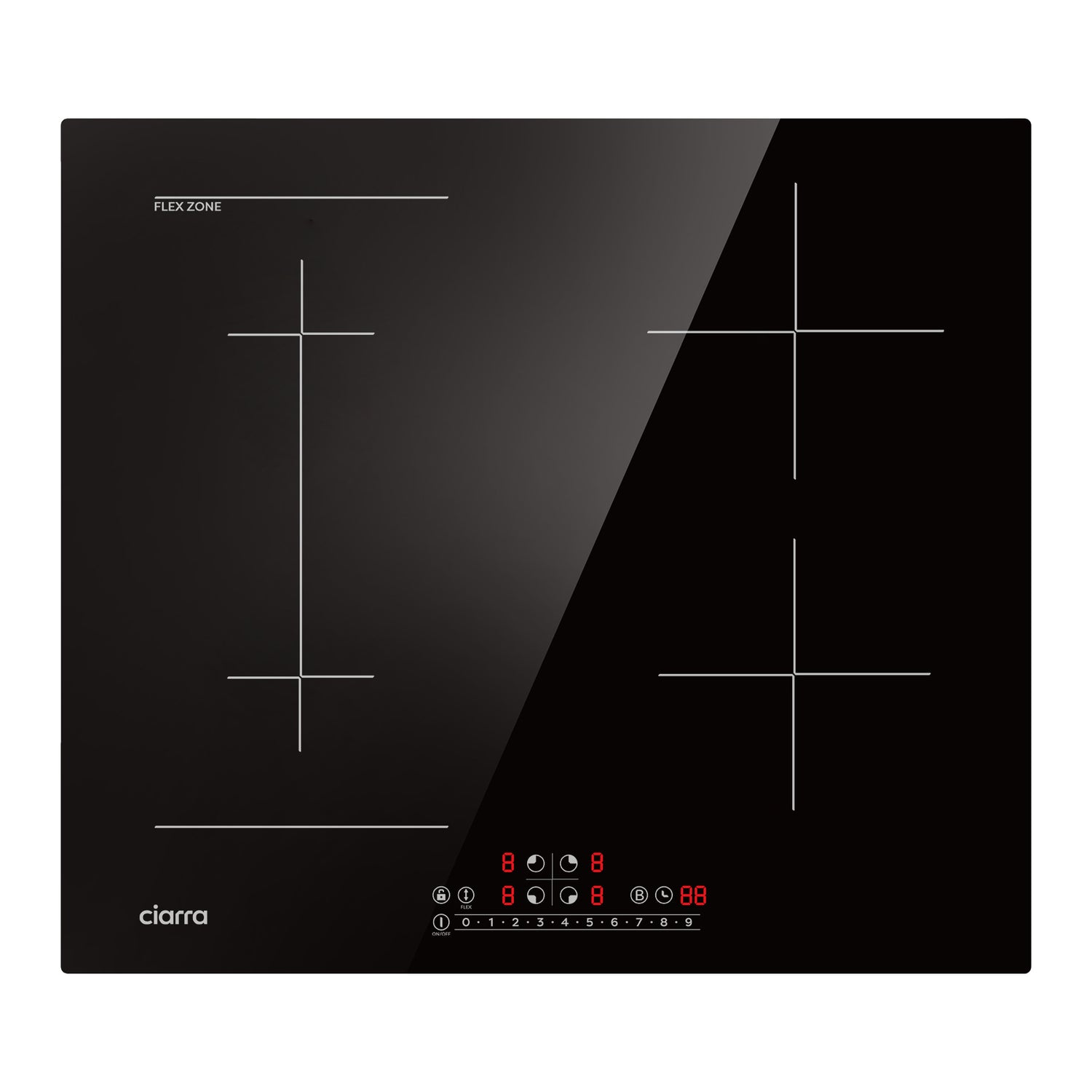 CIARRA Placa de inducción integrada de 4 zonas con Boost y Zona Flex  CBBIH4BF-OW