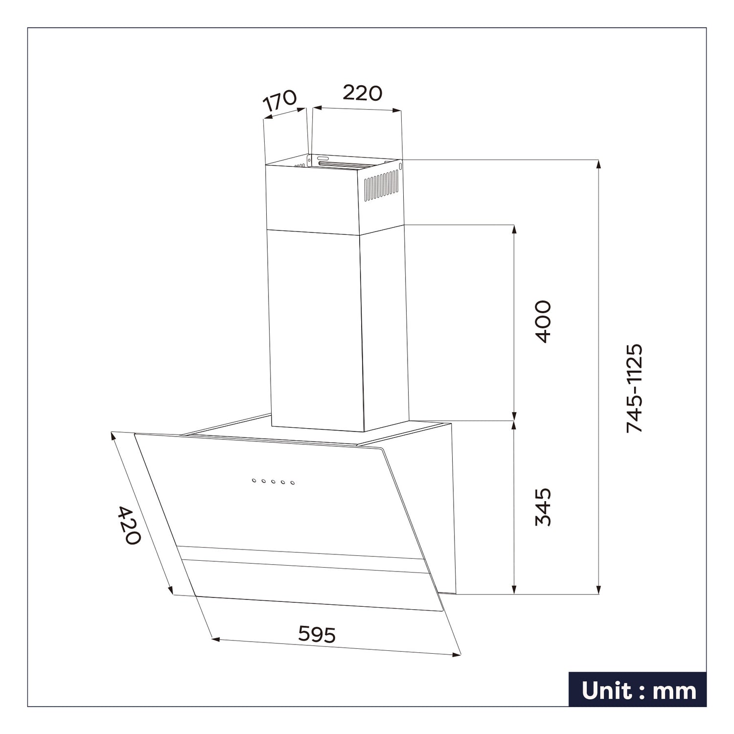 Ciarra Campana extractora vertical 60cm Control táctil 650m³/h CBCB6736H-OW
