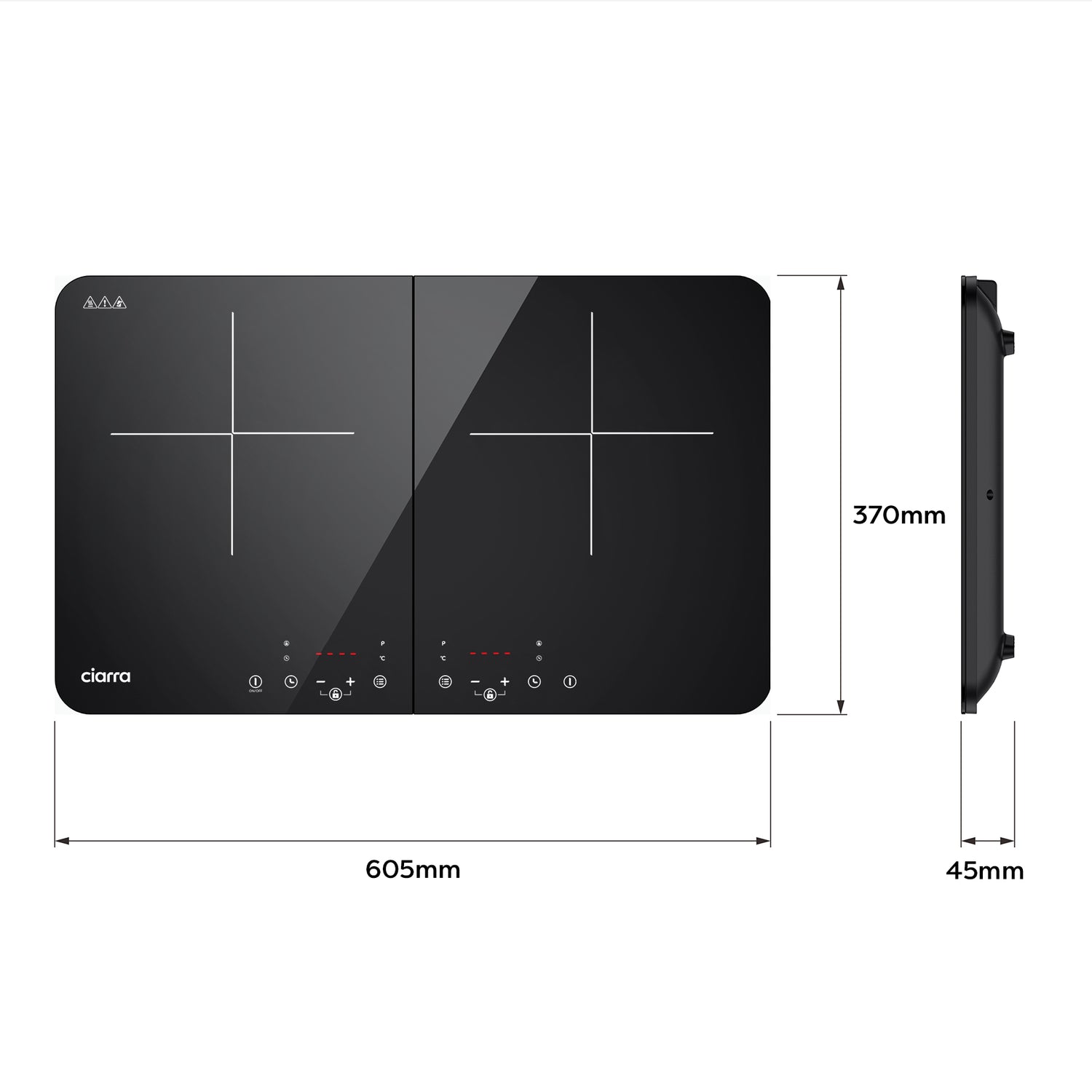 Placa de inducción portable 3500W 2 zonas control táctil CBTIH2-OW