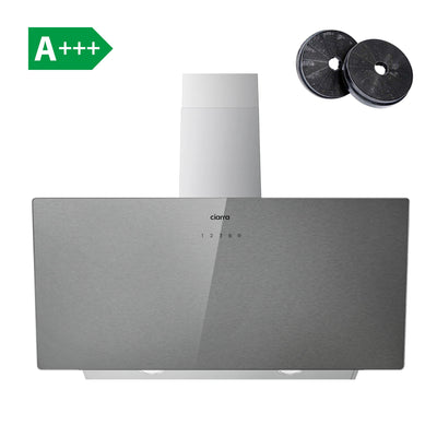 CIARRA Campana Decorativa 90 cm Campanas extractoras inclinadas De Vidrio Plateado Cepillado De 90cm Con Control Táctil CBCS9736H-S