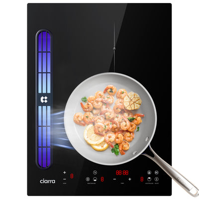 Ciarra ONE Placa de Inducción con Extractor Domino 390 mm con Sistema Plasma⁺ Incorporado CBBEH392B-OW