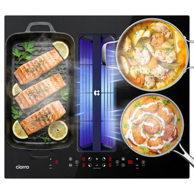 Ciarra ONE Placa de Inducción Vitroceramica con Extractor Compacta 590 mm con Sistema Plasma⁺ Incorporado CBBEH594BBFF-OW