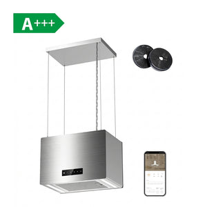 CIARRA Campana de isla para 48cm cocina abierta, recirculación, App, clase A+++ | CBCG4850-N