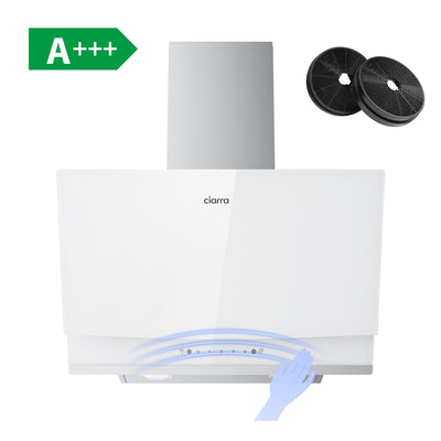 CIARRA CBCW6736A Campana Extractora Inclinada A+++ | 60cm Campana de Recirculación Potente con Cristal Blanco