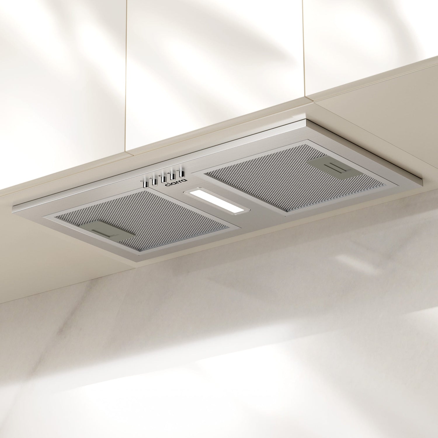 CBCS5937A-OW Campana integrada de acero inoxidable instalada en mueble