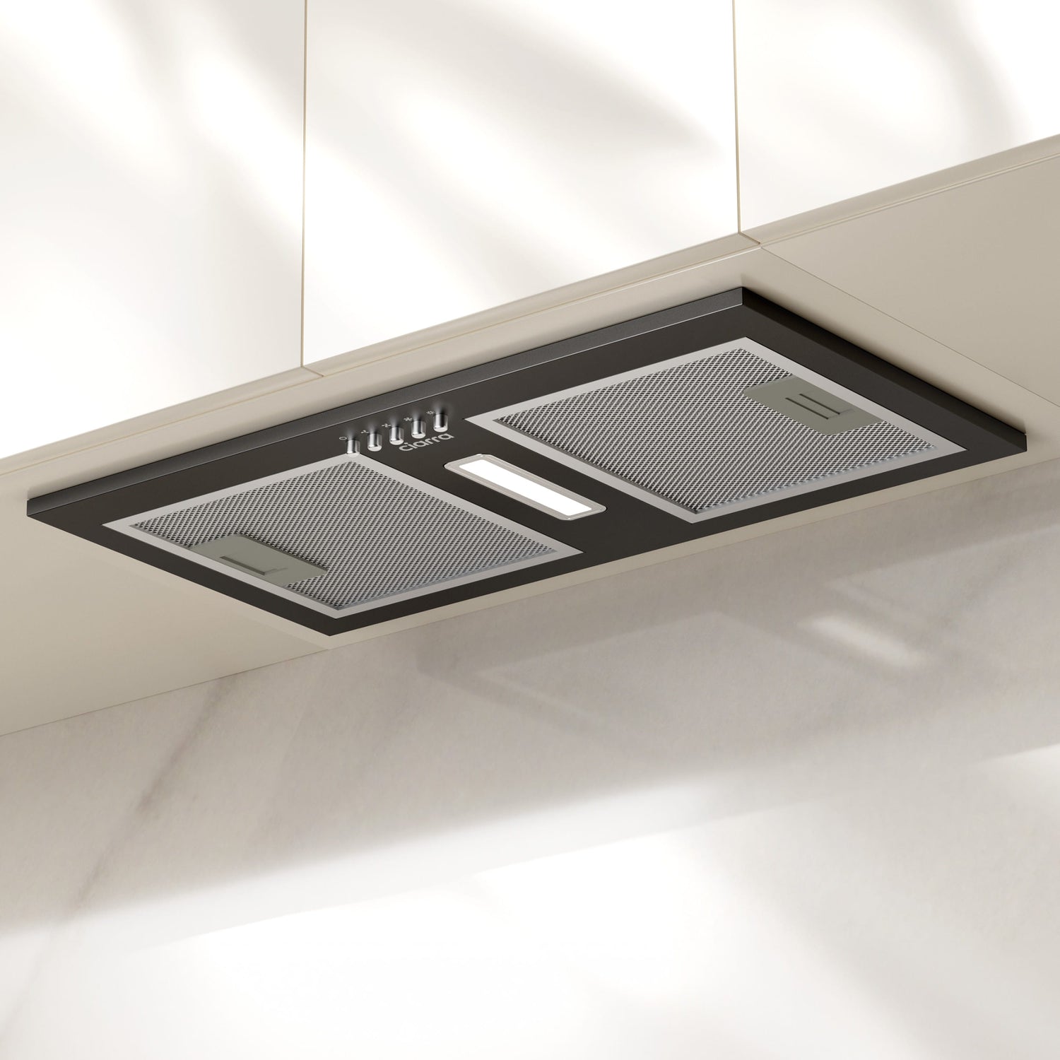 CBCS5937A-OW campana extractora oculta con puerta de mueble cerrada