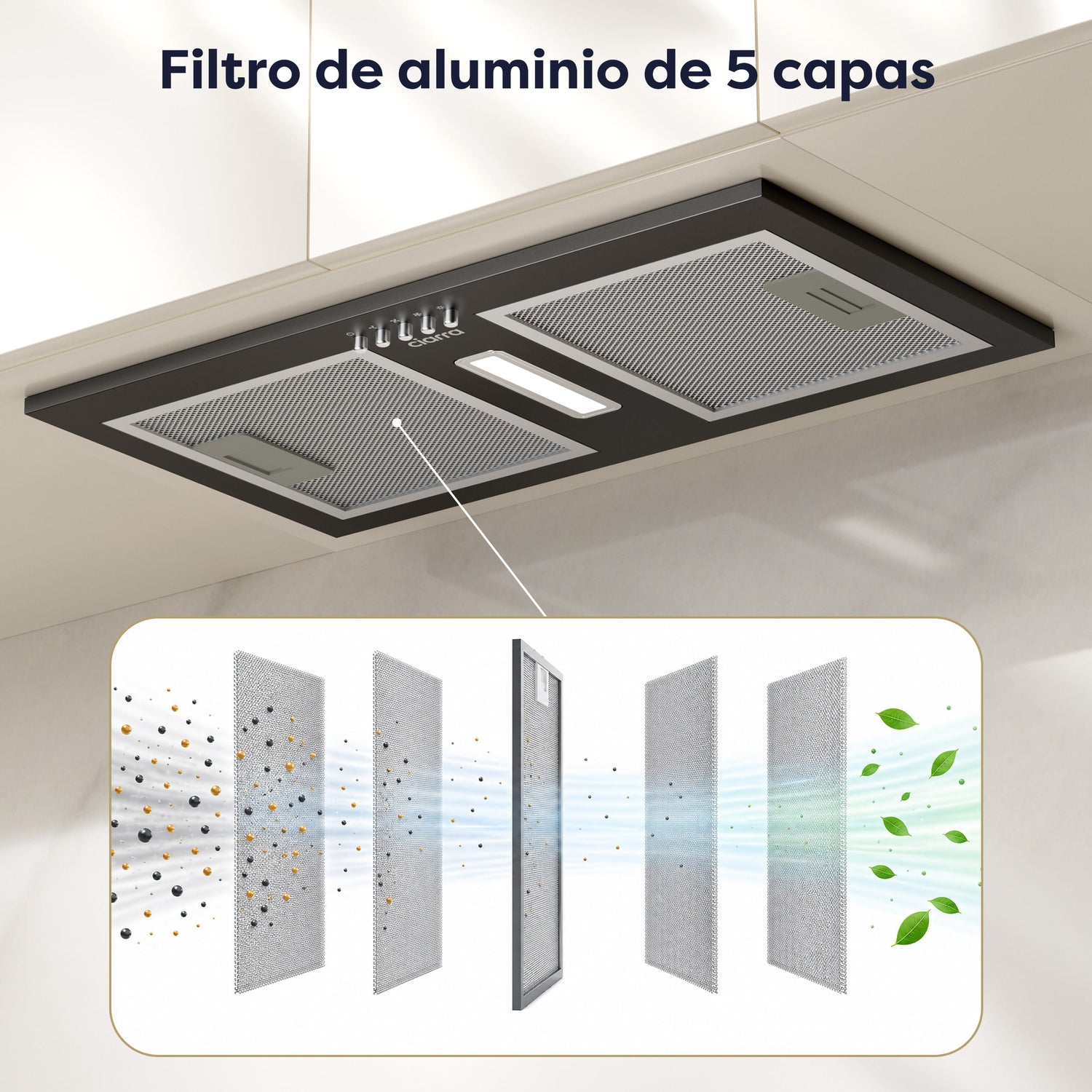 CIARRA CBCB5937A campana extractora integrada 52 cm negra - filtros antigrasa de aluminio lavables