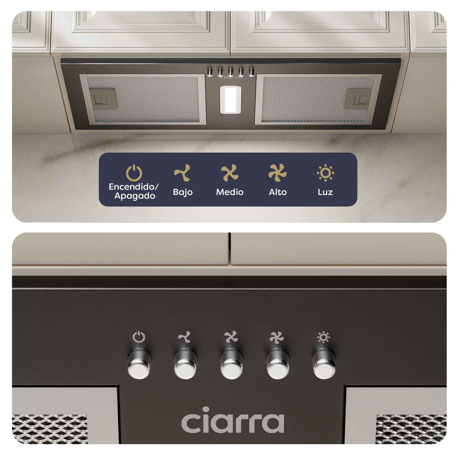 CIARRA Campana Extractora Integrada de 52 cm Negra A++ CBCB5937A-OW