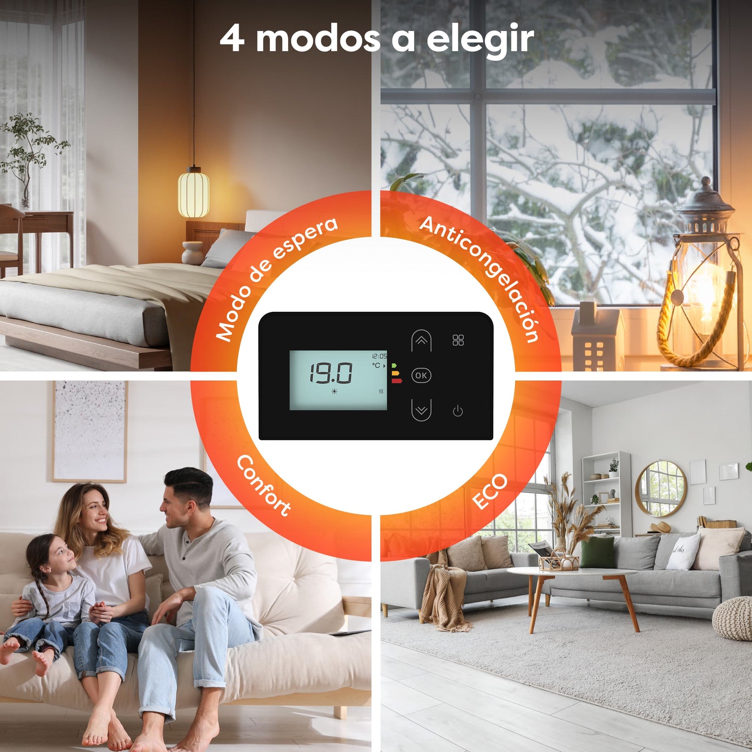 Radiador eléctrico negro CIARRA para salón moderno
