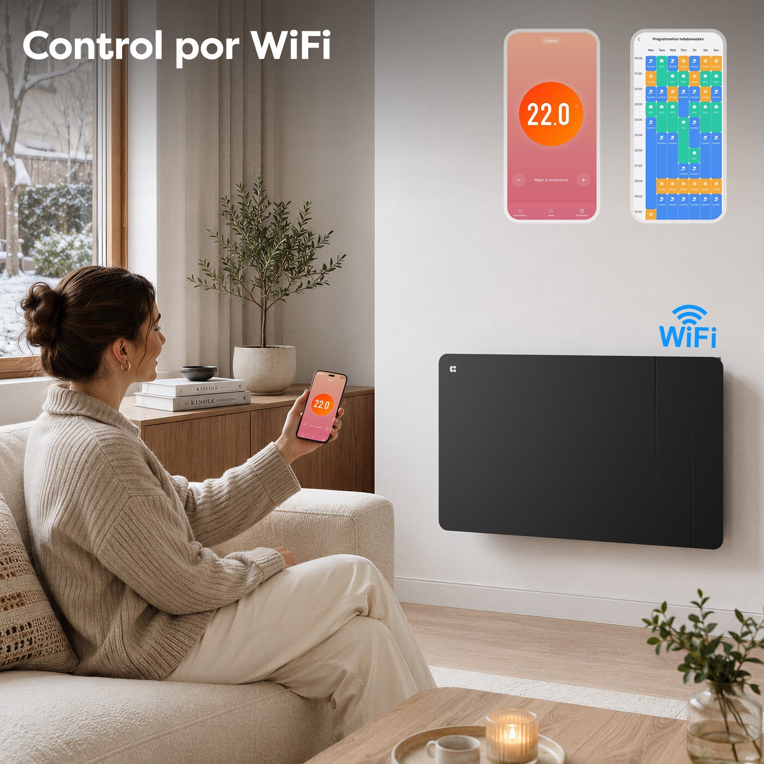 Control por app del emisor térmico CIARRA 1500W WiFi