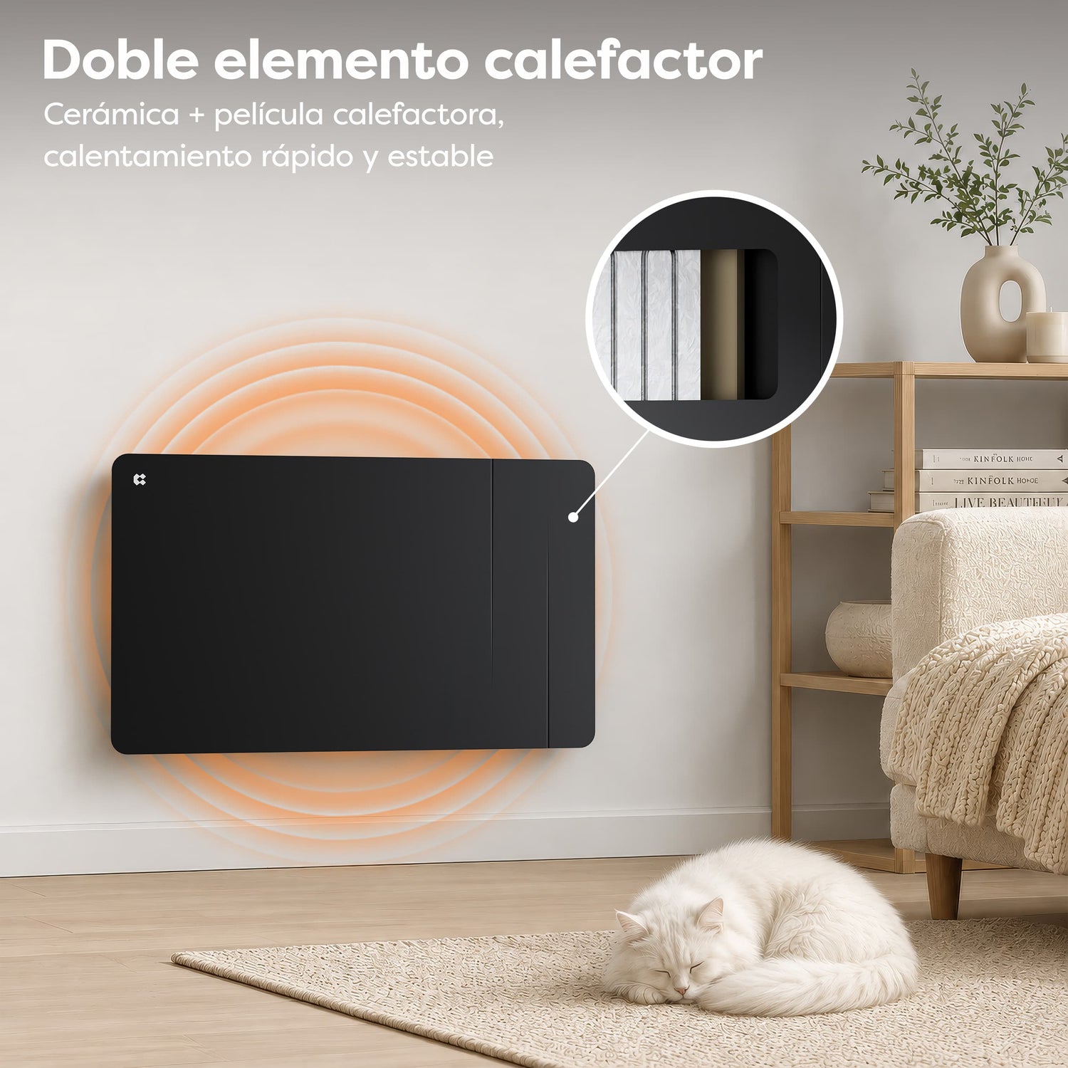 Detalles técnicos del emisor térmico cerámico CIARRA 1500W negro
