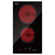 Ciarra Placa vitrocerámica empotrable de 29 cm con 2 zonas, control táctil, bloqueo para niños, placa eléctrica de 3000 W, CRGDBCH302T-OW