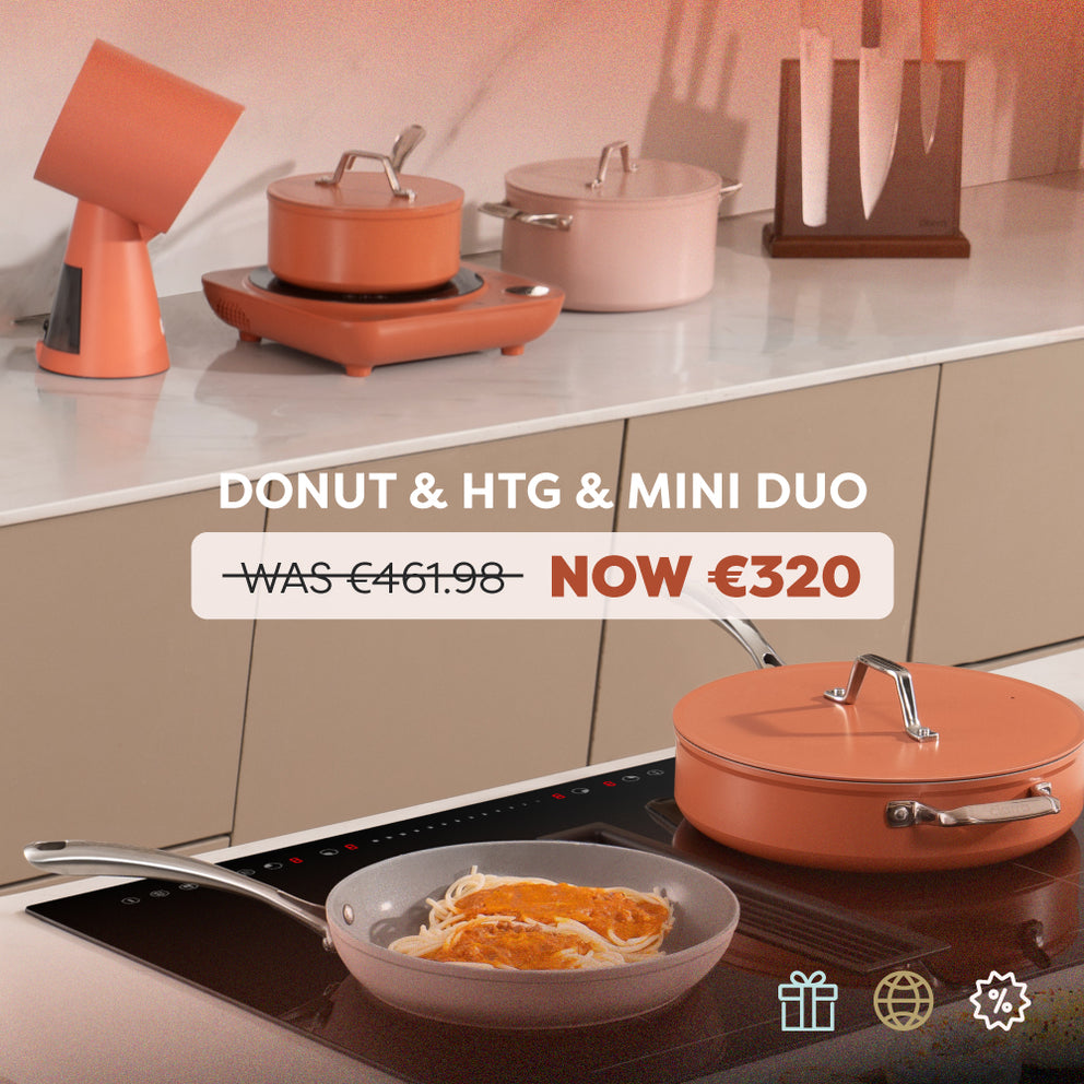 Ciarra Cocina PortoChef Quartet: Placa de inducción Donut & HOOD TO GO & Utensilios de cocina Mini Duo