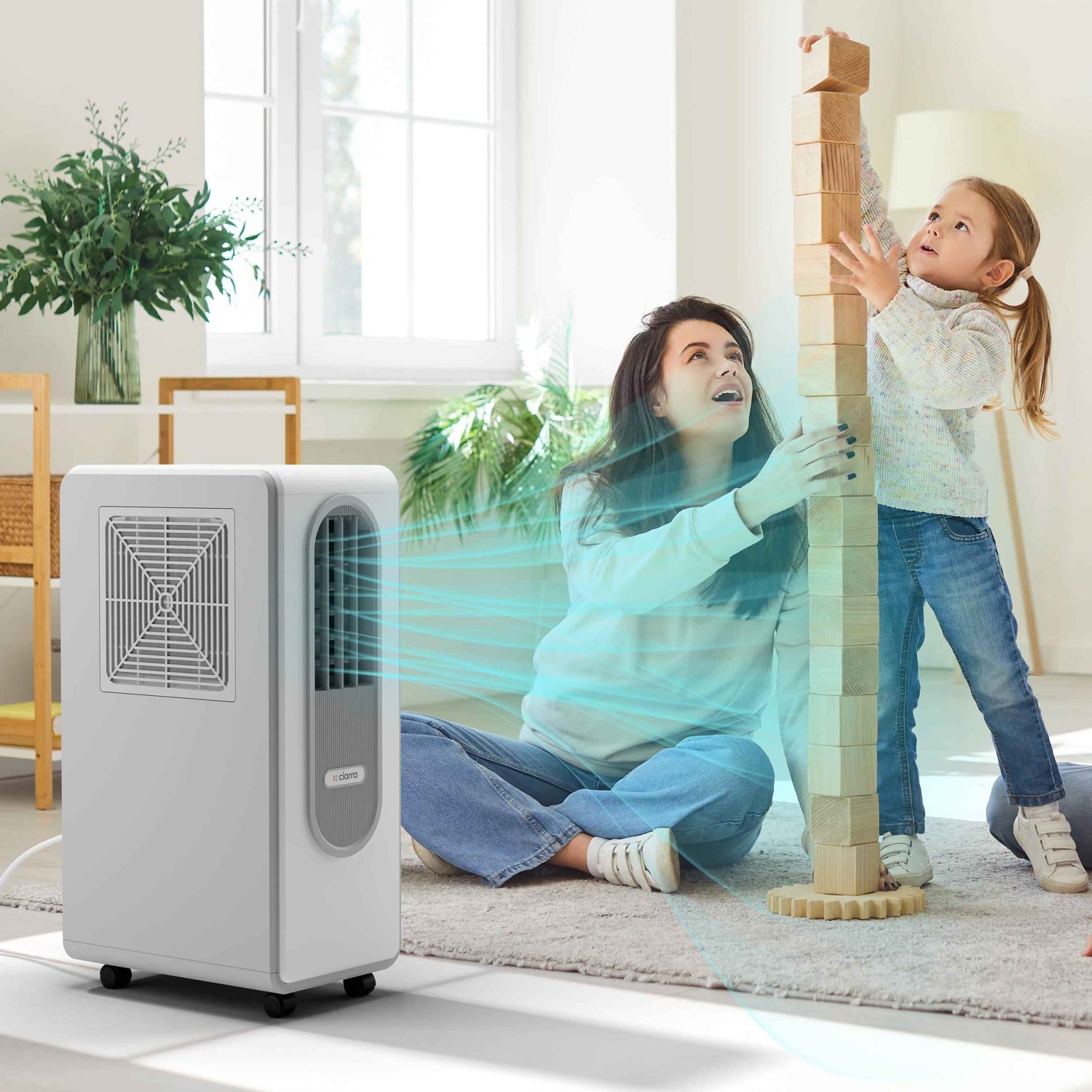 Ciarra Aire Acondicionado Portátil 3 en 1 Bajo Consumo A – Sin tubo, Refrigeración, Deshumidificación, Ventilación, Eficiente Energéticamente