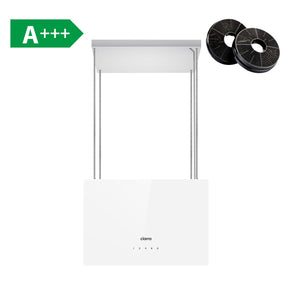 CIARRA Campana de Isla 48cm Blanca, Inteligente con App, Cristal Templado Cocinas Modernas CBCS4850-OW